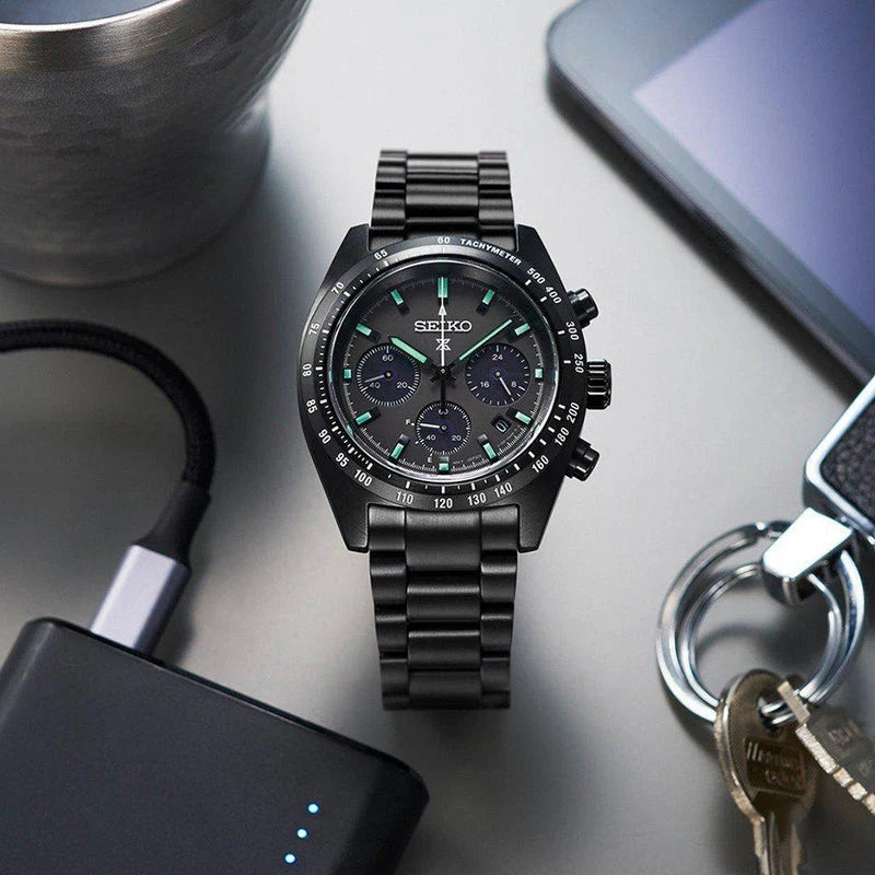 Seiko Prospex Speedtimer Solar Chronograph Black Dial Black Ion-Plated Watch (SSC917P1)
