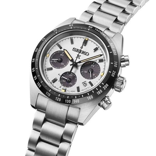 Seiko Prospex Speedtimer Solar Chronograph White Dial Stainless Steel Watch (SSC961P1)