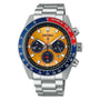 Seiko Prospex Speedtimer SSC947P1 front view with yellow sunburst dial and Pepsi bezel