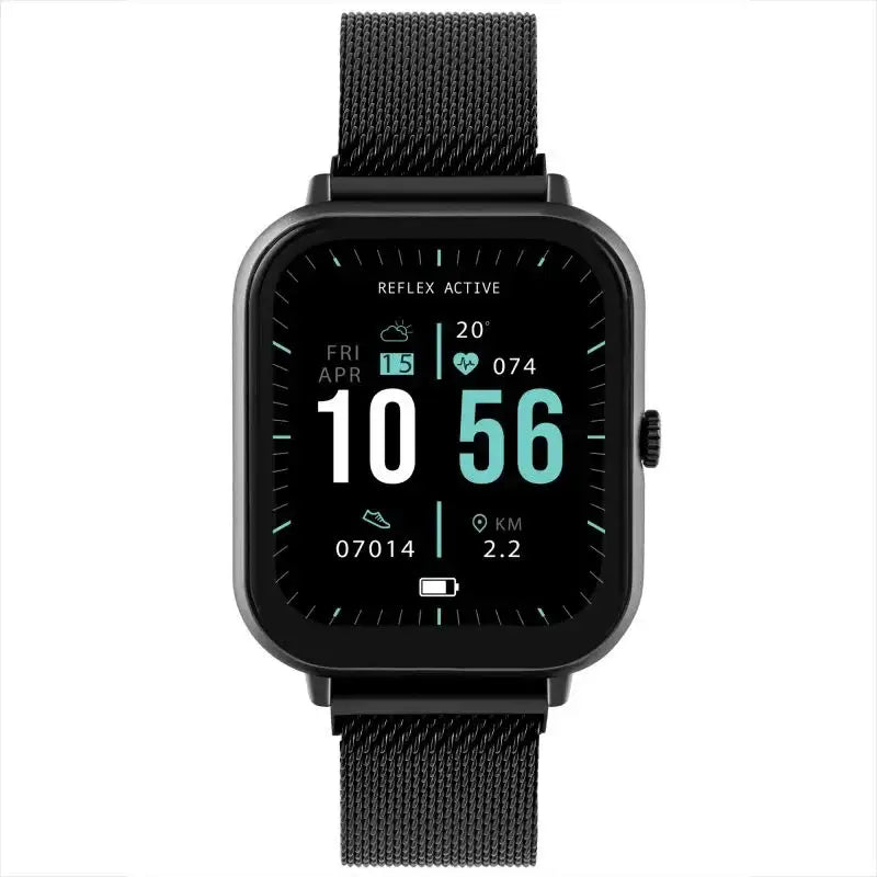Reflex Active NEXUS 100 S smartwatch front view with black square touchscreen dial