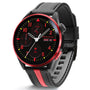 Reflex Active Series 54 AMOLED GPS smartwatch with black dial, red bezel, yellow accents, and black silicone strap with red stripe - RA54-2236