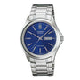 Casio MTP-1239D-2ADF quartz watch with blue sunray dial and stainless steel bracelet
