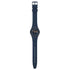 Swatch SO28I700 34mm round plastic case on blue silicone strap