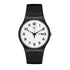Swatch TWICE AGAIN with white dial, black Arabic numerals and day-date window at 3 o'clock