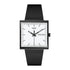 Swatch What If Black SO34B700 square Bioceramic quartz watch with white dial and black silicone strap