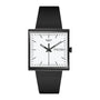 Swatch What If Black SO34B700 square Bioceramic quartz watch with white dial and black silicone strap