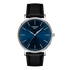 Tissot Everytime T1434101604100 40mm blue dial quartz watch with black leather strap and stainless steel case