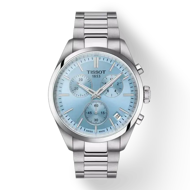 Tissot PR 100 Chronograph 40mm blue dial stainless steel bracelet watch