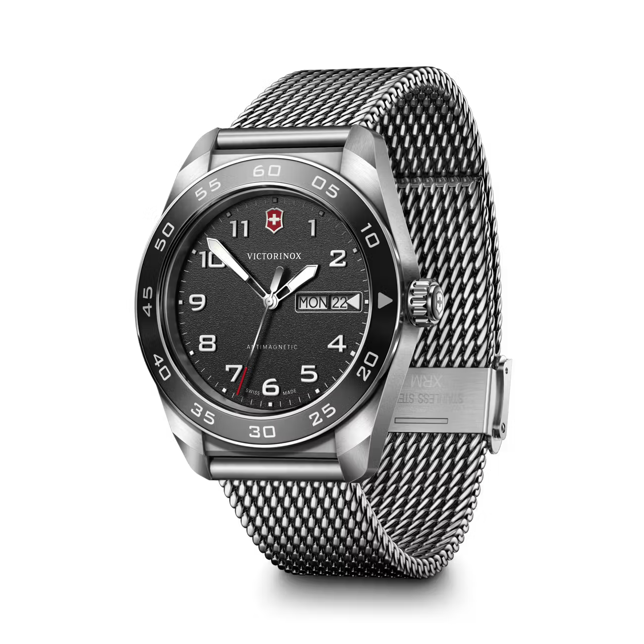 Victorinox Swiss Army 42mm Black Dial Mesh Bracelet Watch VIC242043 - Cassim & Co South Africa