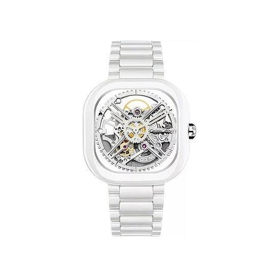CIGA Design Eastern Jade skeleton dial watch with cushion ceramic case and bracelet