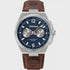 Timberland Jonesboro watch with blue dial, dual time sub-dials and leather strap
