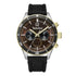 Timberland Ashmont TDWGF2230902 chronograph quartz watch with brown dial, two-tone stainless steel case, gold-tone bezel, and black silicone strap