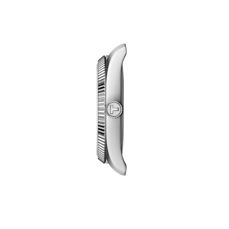 Tissot Ballade stainless steel case with fluted bezel and sapphire crystal