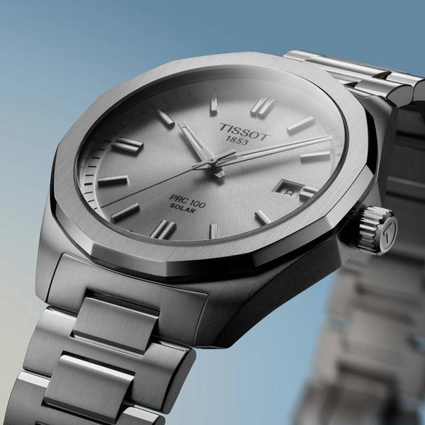 Tissot PRC 100 Solar Quartz 39mm Silver Dial Stainless Steel Watch (T151.422.11.031.00)