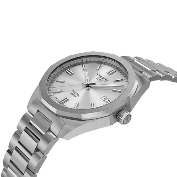 Tissot PRC 100 Solar Quartz 39mm Silver Dial Stainless Steel Watch (T151.422.11.031.00)