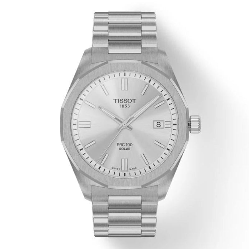 Tissot PRC 100 Solar Quartz 39mm Silver Dial Stainless Steel Watch (T151.422.11.031.00)