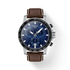 Tissot Supersport Chrono T125.617.16.041.00 blue dial chronograph watch with brown leather strap and tachymeter bezel