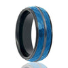 Tungsten Blue & Black Hammered Ring