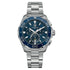 Pre-owned TAG Heuer Aquaracer chronograph blue dial stainless steel dive watch with ceramic bezel and three-link bracelet
