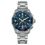 Pre-owned TAG Heuer Aquaracer chronograph blue dial stainless steel dive watch with ceramic bezel and three-link bracelet