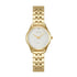 Obaku Smykke V297LXGISG women's gold PVD quartz watch with sunray silver dial, diamond accent, and stainless steel bracelet
