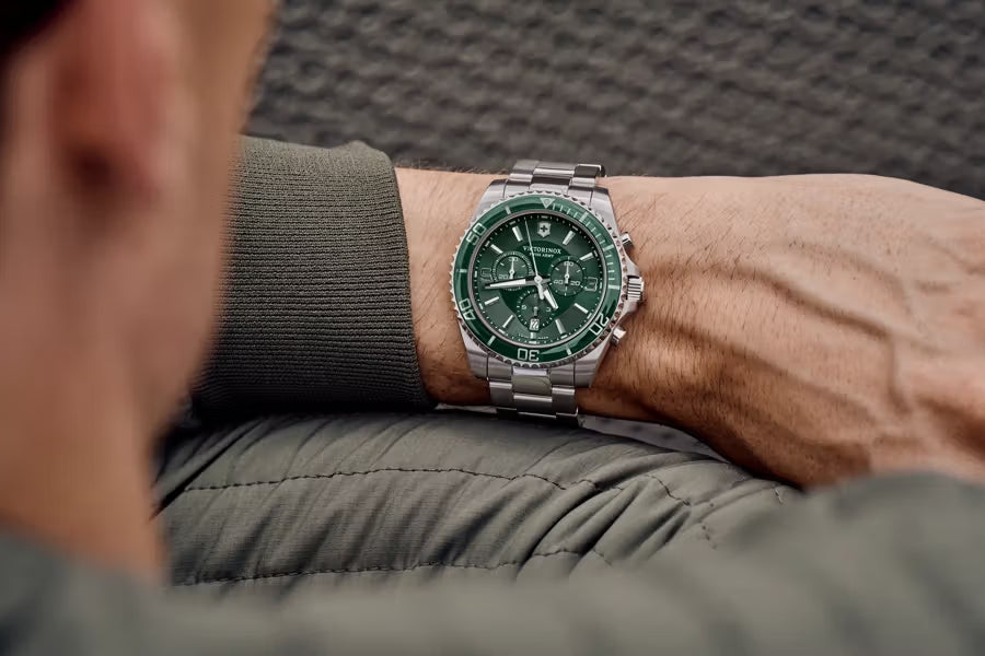 Victorinox Maverick Chronograph 43mm Green Dial Steel Watch VIC241946 - Cassim & Co South Africa
