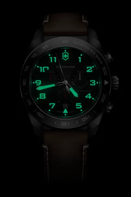 Victorinox Swiss Army chronograph leather strap black dial quartz men’s watch – VIC242046 - Cassim & Co South Africa