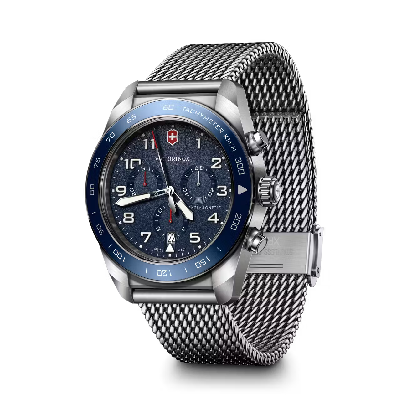 Victorinox Swiss Army Chrono 42mm Blue Dial Mesh Watch VIC242049 - Cassim & Co South Africa
