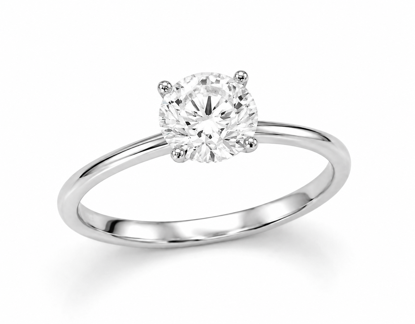 9ct White Gold 1.00ct Round Lab Grown Diamond Solitaire Engagement Ring (LR3)