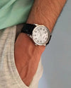 Casio MTP-V001L Quartz Silver Dial Black Leather Strap Watch (MTP-V001L-7BUDF)