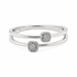 9ct white gold double band engagement ring with cushion shaped diamond clusters on each band