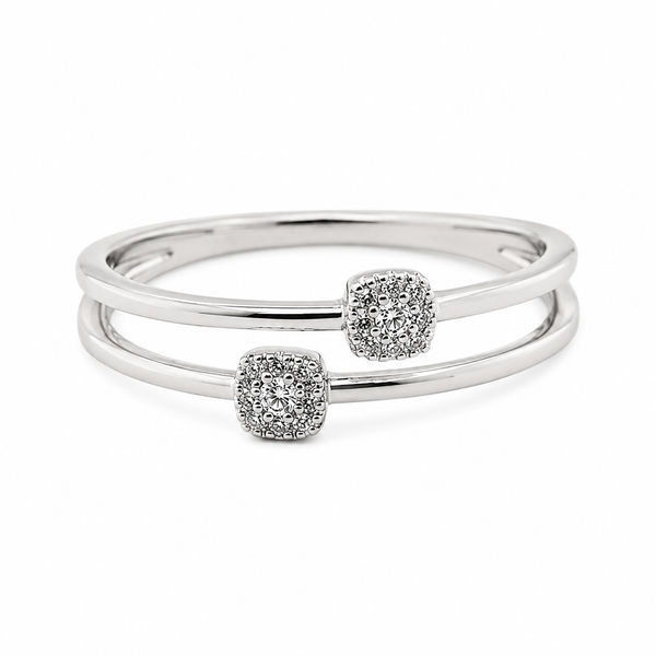 9ct White Gold Cushion Cluster Diamond Engagement Band 1102312