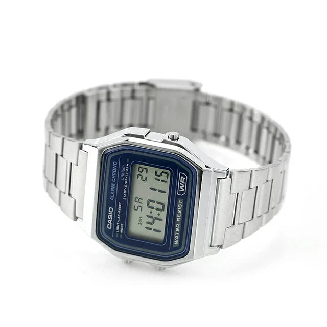Casio A158WEA-2DF Vintage Digital Blue Dial Stainless Steel Quartz Watch