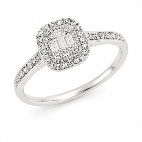 9ct White Gold Pave Diamond Engagement Ring 1102176