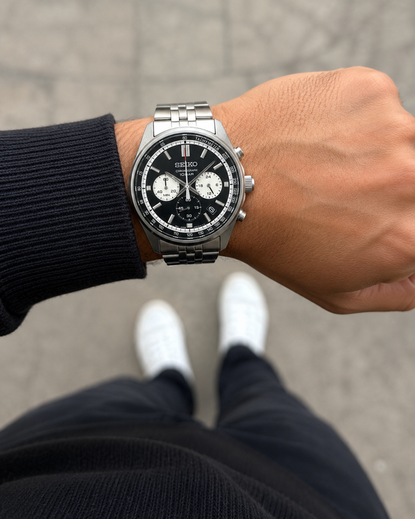 Seiko Neo Sport Quartz Chronograph Black Dial Stainless Steel Watch (SSB429P1)