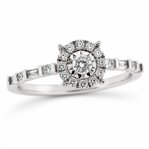9ct White Gold Cluster Diamond Ring 1102202