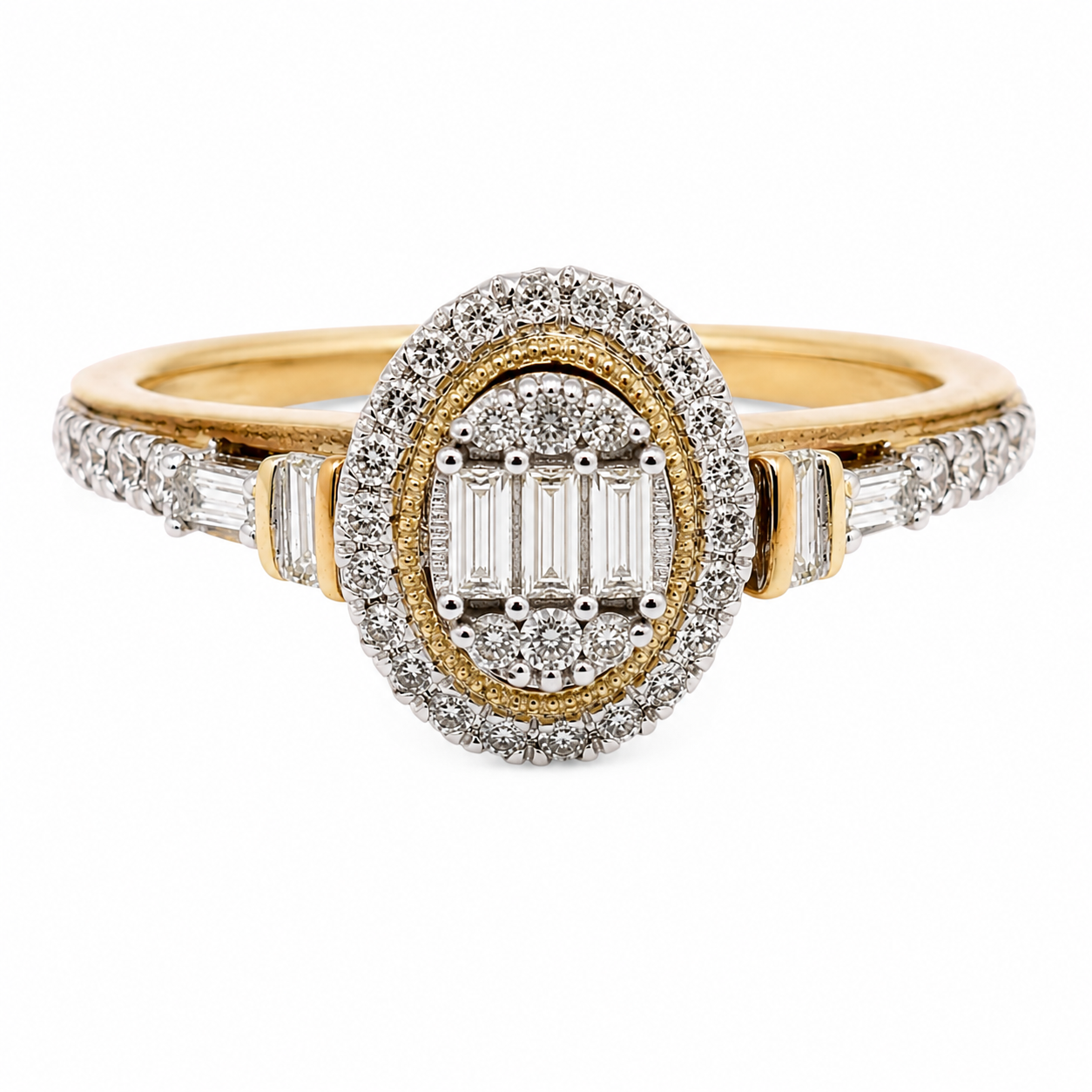 9ct Yellow Gold Oval Cluster Diamond Engagement Ring 1102072