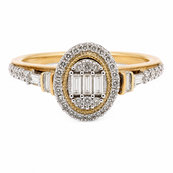 9ct Yellow Gold Oval Cluster Diamond Engagement Ring 1102072
