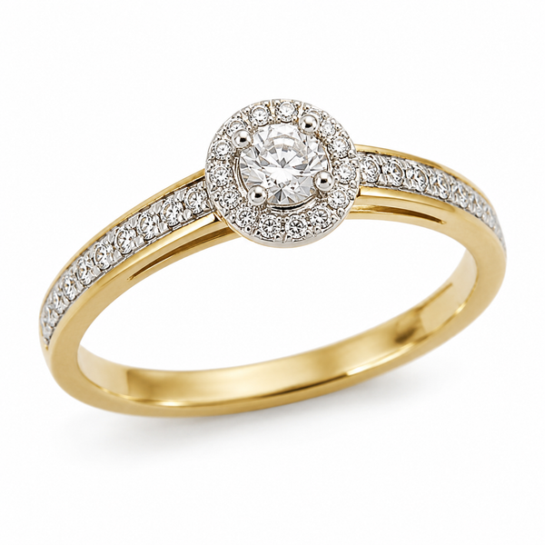 9ct Yellow Gold Round Cluster Diamond Engagement Ring 1102295