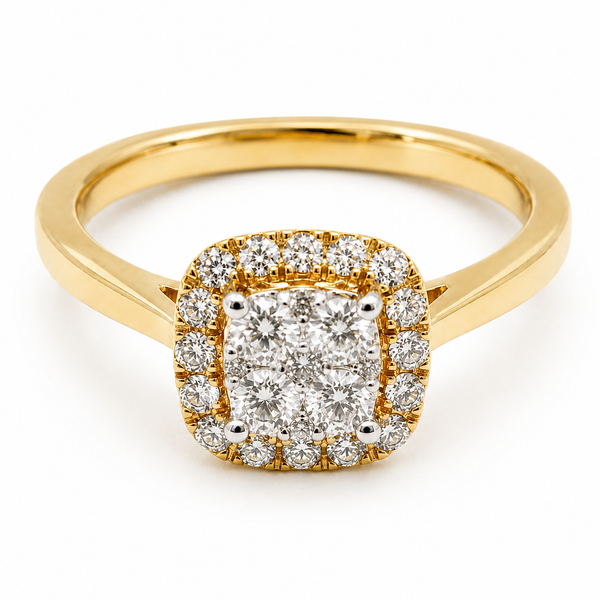 9ct Yellow Gold Cluster Diamond Engagement Ring 1102112