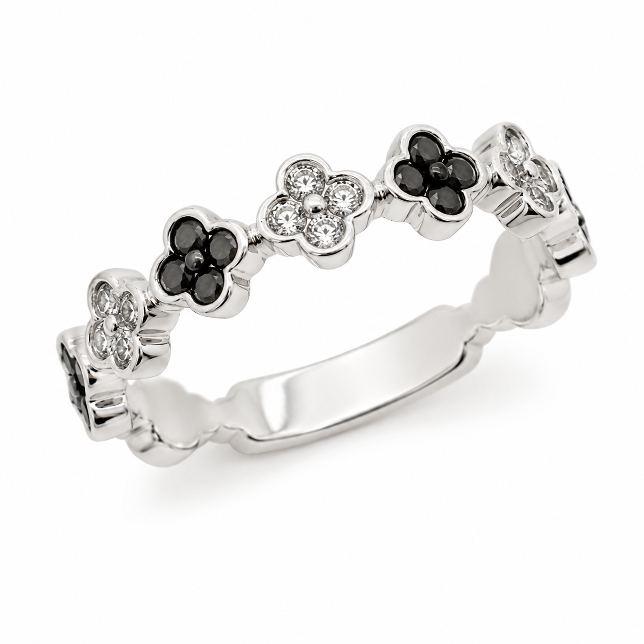 9ct White Gold Black Diamond Band 1102262