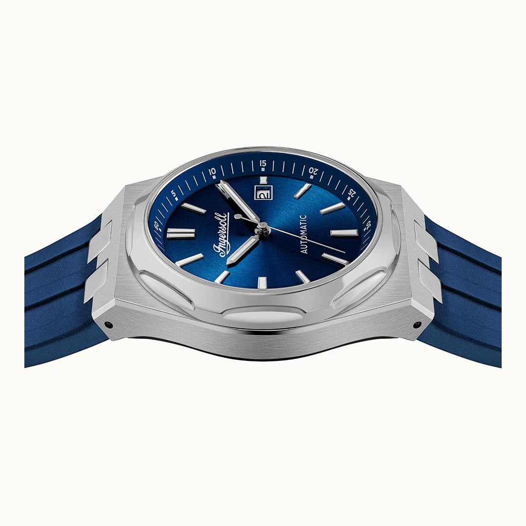 Ingersoll The Rider Automatic Blue Dial Stainless Steel Polyurethane Strap Watch (I16802) - Cassim & Co South Africa