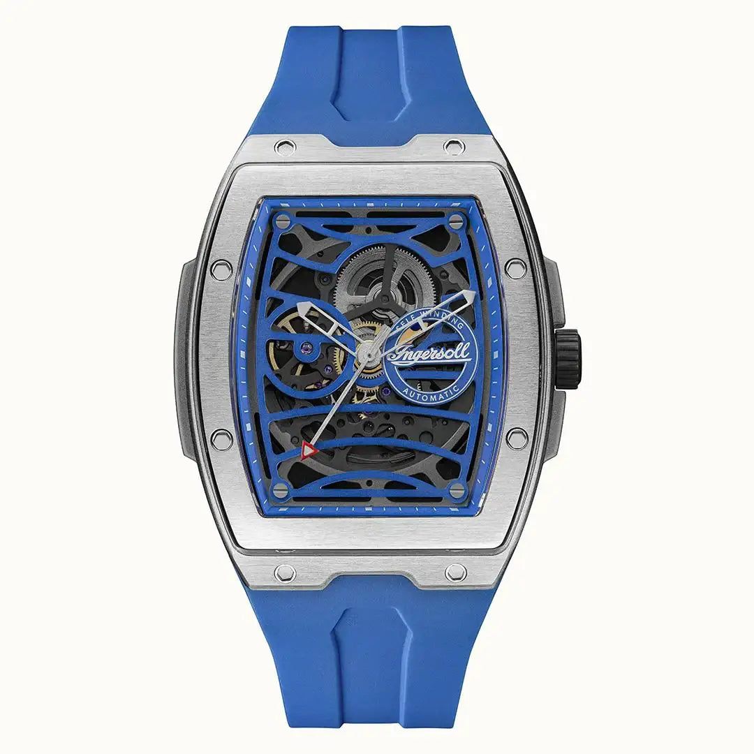 Ingersoll Skeleton Tonneau-Case Automatic – Blue Strap Edition