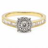 9ct Yellow Gold 4 Claw Cluster Diamond Engagement Ring 1102145