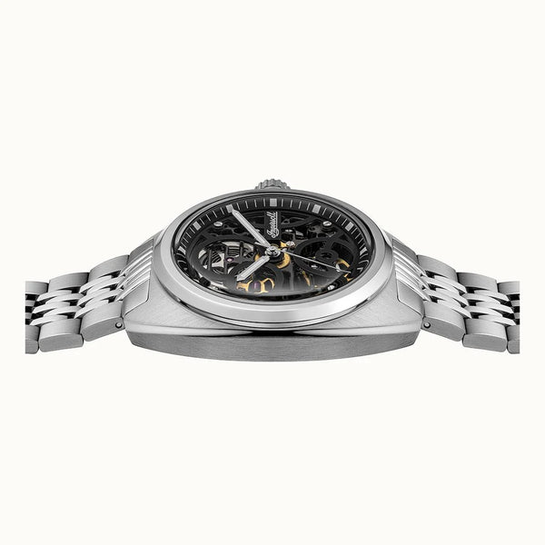 Ingersoll The Wrangler Automatic Skeleton Black Dial Stainless Steel Watch (I16901) - Cassim & Co South Africa