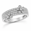 9ct White Gold Flower Cluster Engagement Band 1102300 - Cassim & Co South Africa