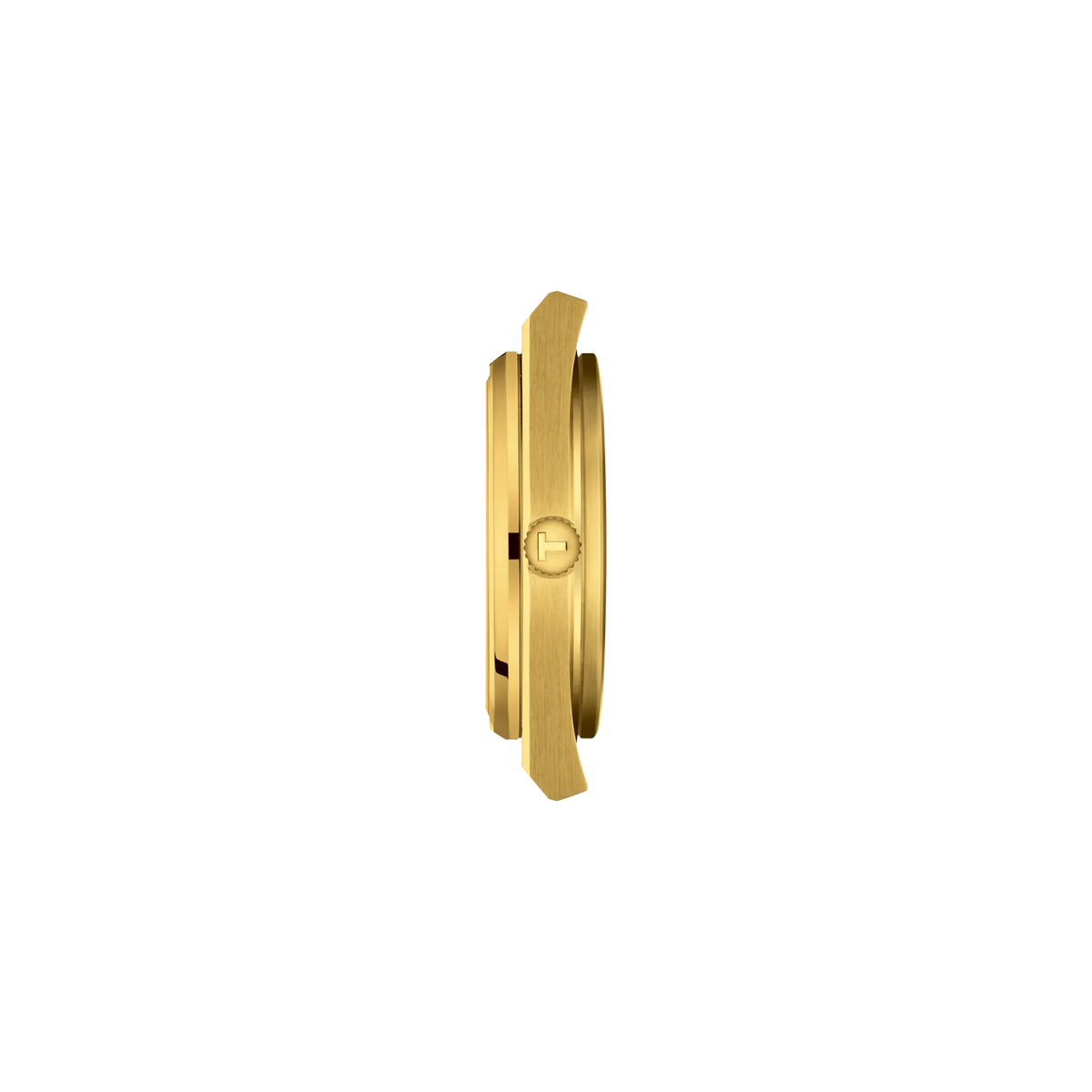 Tonneau-shaped gold-tone stainless steel case with sapphire crystal and radial brushed gold dial