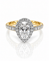 9ct yellow gold engagement ring with 1.50ct pear lab grown diamond halo setting and pavé band