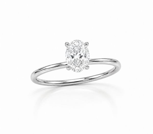 9ct White Gold 1.5ct Oval Lab Grown Diamond Solitaire Engagement Ring (LR13) - Cassim & Co South Africa