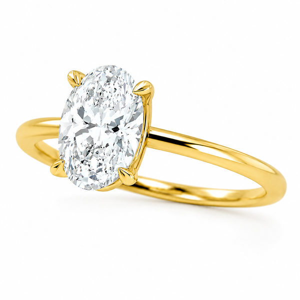 9ct Yellow Gold 1.00ct Oval Lab Grown Diamond Solitaire Engagement Ring (LR7) - Cassim & Co South Africa